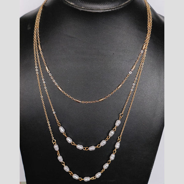 Tarohi Jewels Silver Plated Multi Layer Pearl Necklace