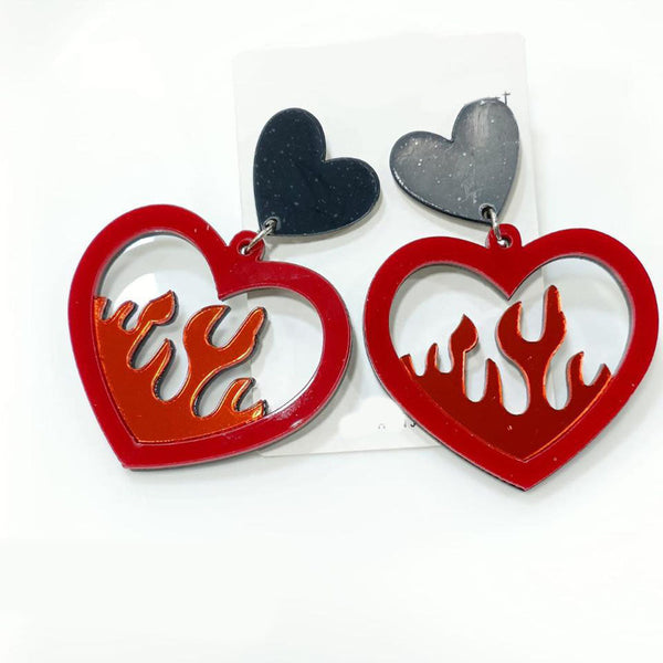 Tarohi Jewels Cute Korean Style Heart  Shape Earrings