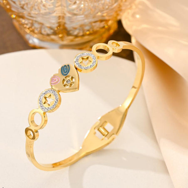 Tarohi Jewels Gold Plated Austrian Stone Openable Bracelet