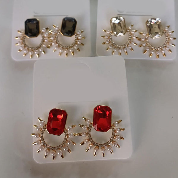 Tarohi Jewels Gold Plated Austrian Stone Studs Earrings