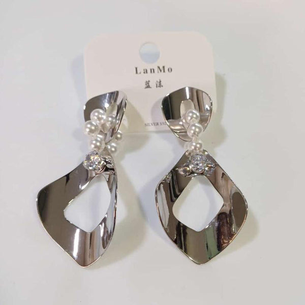 Tarohi Jewels Silver Plated Fancy Pearls Dangler Earrings