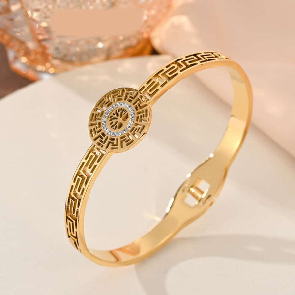 Tarohi Jewels Gold Plated Austrian Stone Openable Bracelet