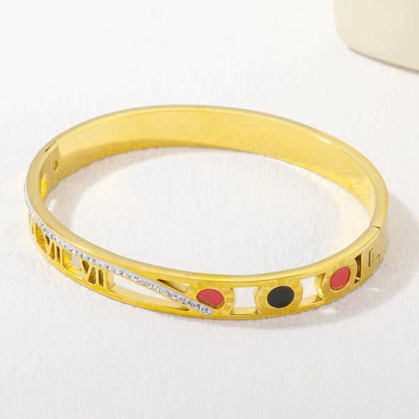 Tarohi Jewels Gold Plated Austrian Stone Openable Bracelet