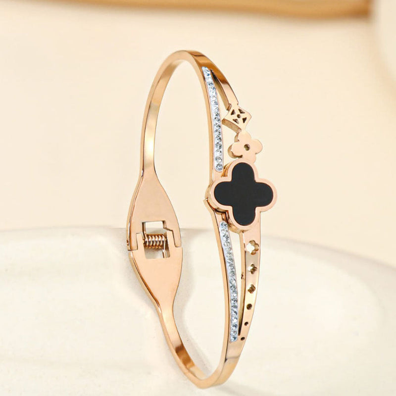 Tarohi Jewels Rose Gold Plated Austrian Stone Openable Bracelet