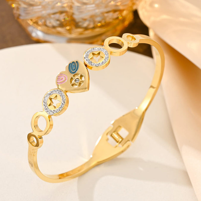 Tarohi Jewels Gold Plated Austrian Stone Openable Bracelet