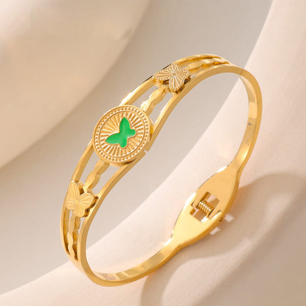 Tarohi Jewels Gold Plated Butterfly Shape Openable Bracelet