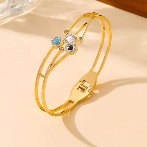 Tarohi Jewels Gold Plated Austrian Stone Openable Bracelet