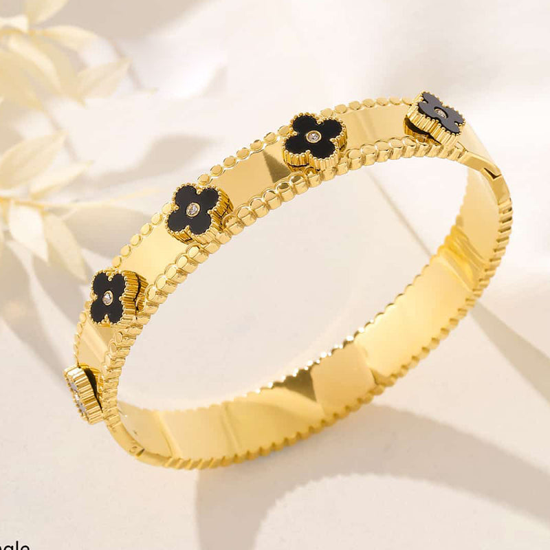 Tarohi Jewels Gold Plated Austrian Stone Openable Bracelet