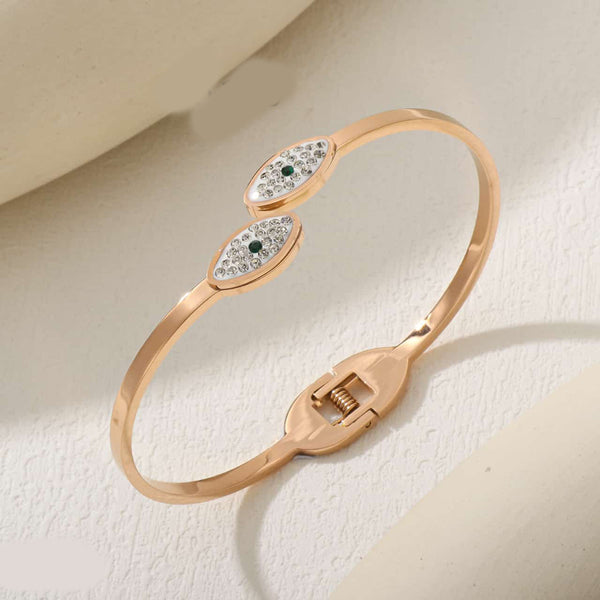 Tarohi Jewels Rose Gold Plated Austrian Stone Openable Bracelet