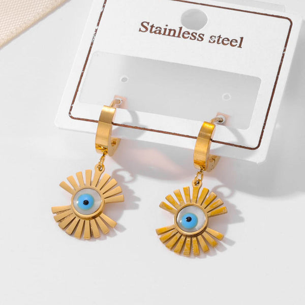 Tarohi Jewels Gold Plated Evil Eye Fancy Dangler Earrings