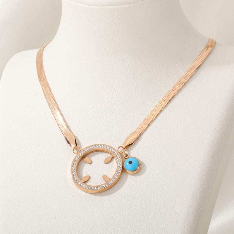 Tarohi Jewels Rose Gold Plated Austrian Stone Evil Eye Chain