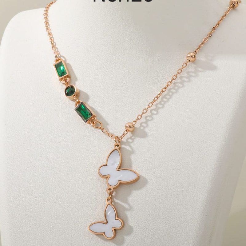 Tarohi Jewels Rose Gold Plated Crystal Stone Chain