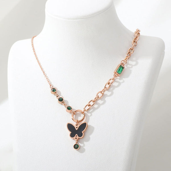 Tarohi Jewels Rose Gold Plated Crystal Stone Chain