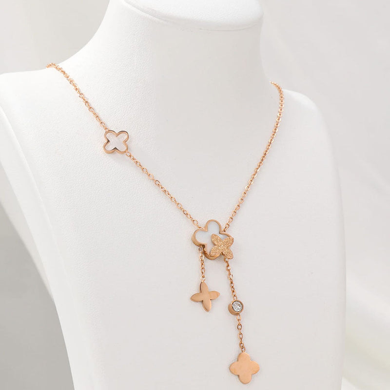 Tarohi Jewels Rose Gold Plated Crystal Stone Chain