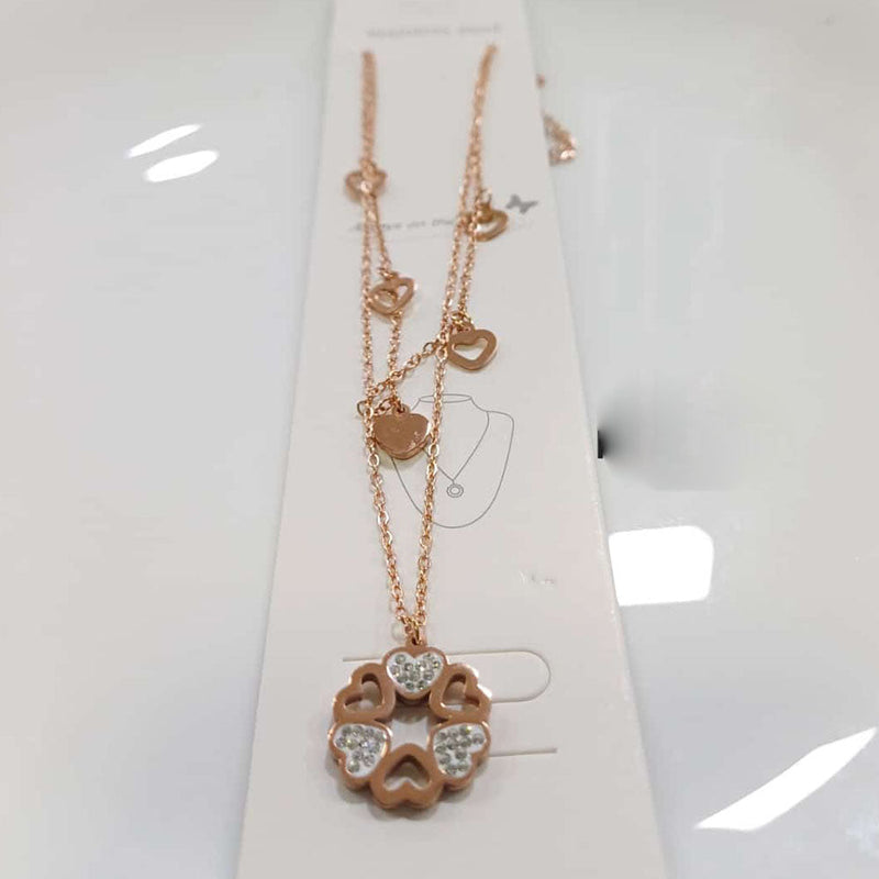 Tarohi Jewels Rose Gold Plated Austrian Stone Chain