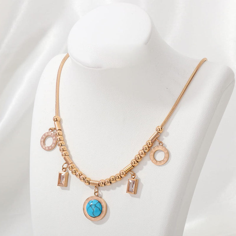 Tarohi Jewels Rose Gold Crystal Stone Chain