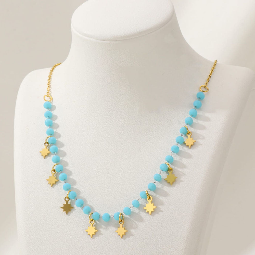 Tarohi Jewels Gold Plated Star Shape And Beads Chain