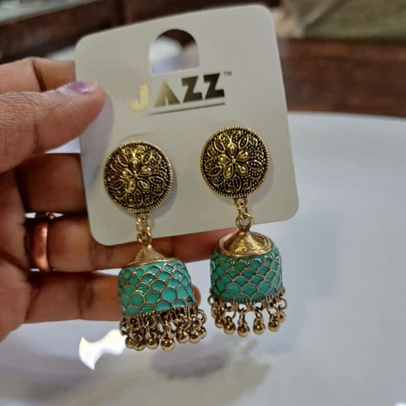 Tarohi Jewels Gold Plated Meenakari And Pearls Jhumki Earrings