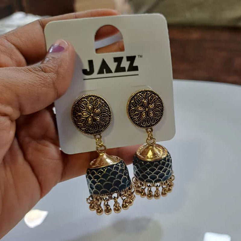 Tarohi Jewels Gold Plated Meenakari And Pearls Jhumki Earrings