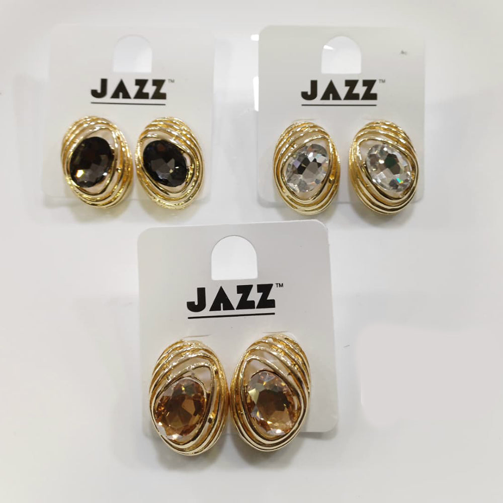 Tarohi Jewels Gold Plated Pota Stone Stud Earrings
