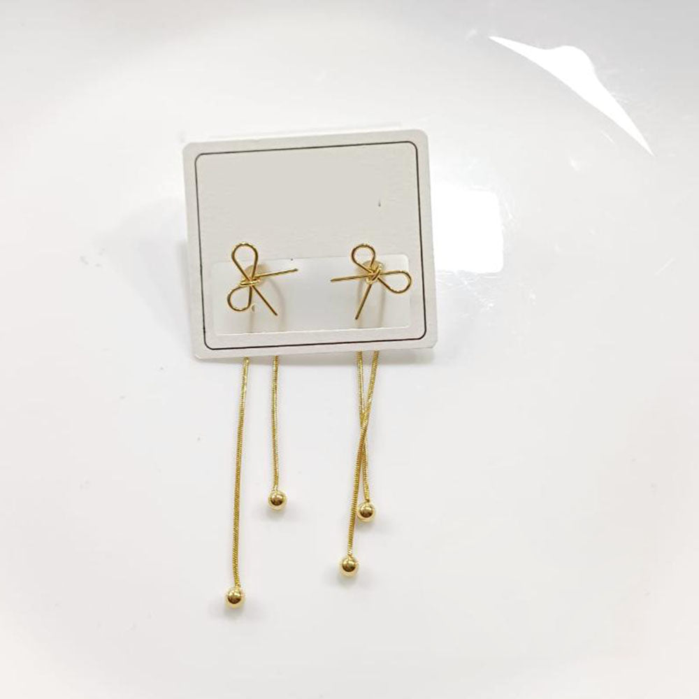 Tarohi Jewels Gold Plated Fancy Bow Dangler Earrings