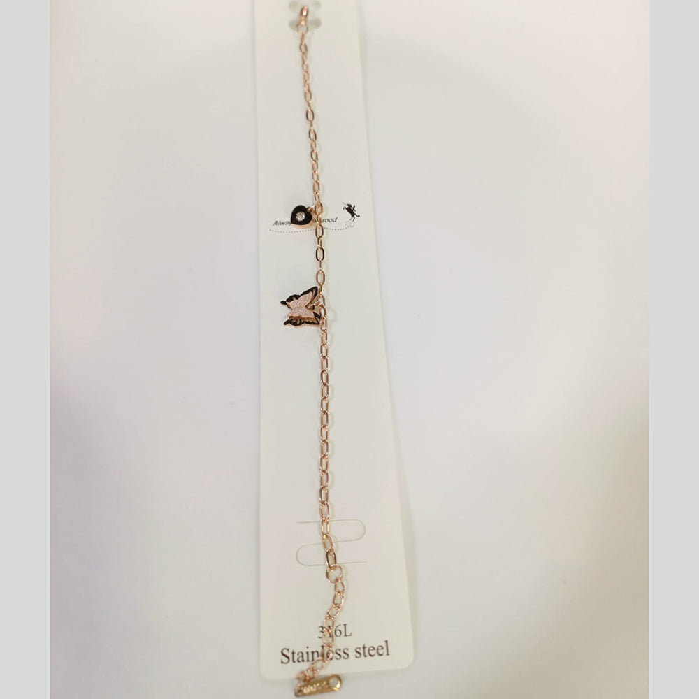 Tarohi Jewels Rose Gold Plated Austrian Stone Adjustable Bracelet