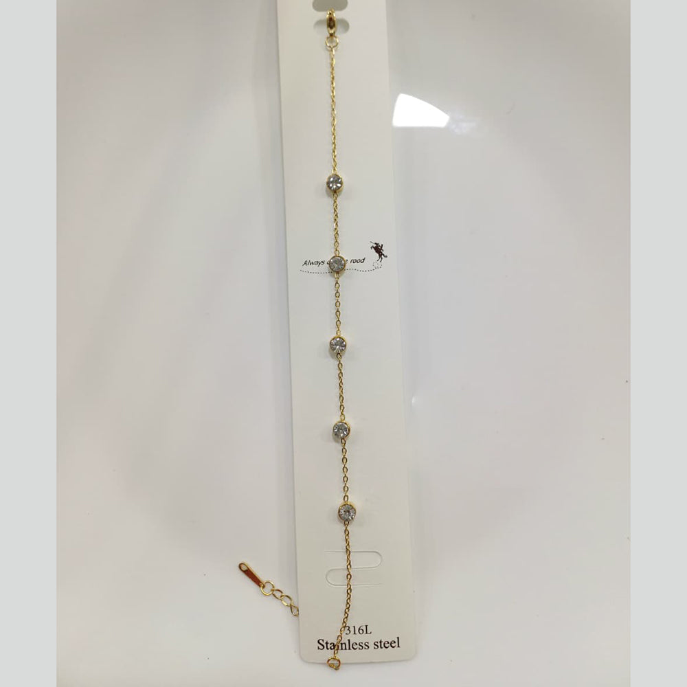 Tarohi Jewels Gold Plated Austrian Stone Adjustable Bracelet