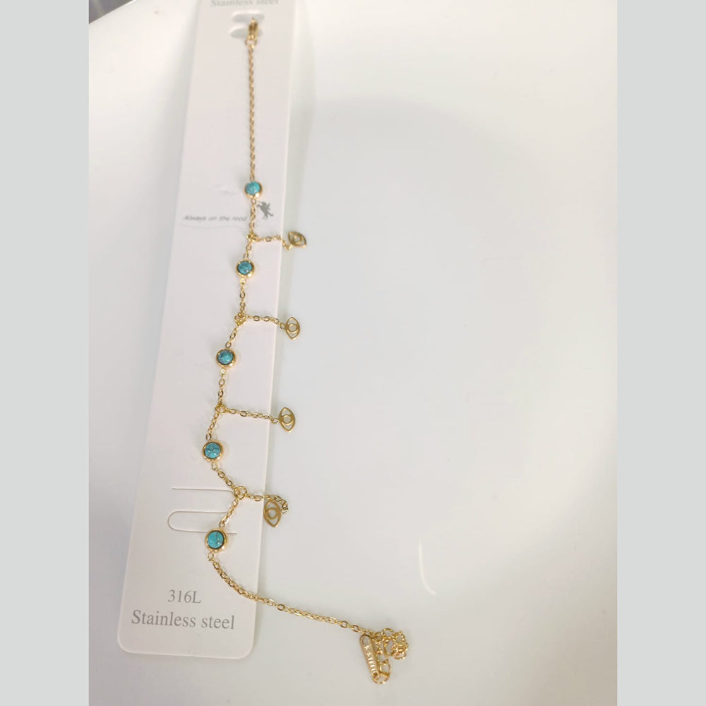 Tarohi Jewels Gold Plated Evil Eye Bracelet