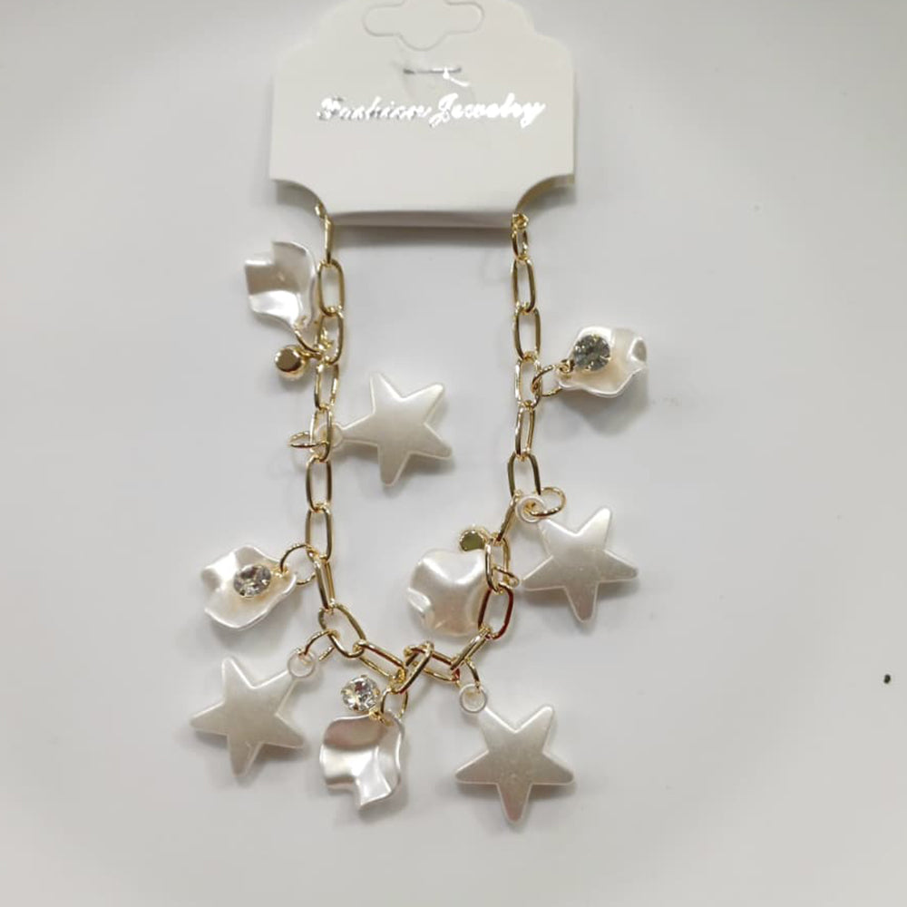 Tarohi Jewels Gold Plated Austrian Stone And Star Shape Adjustable Bracelet