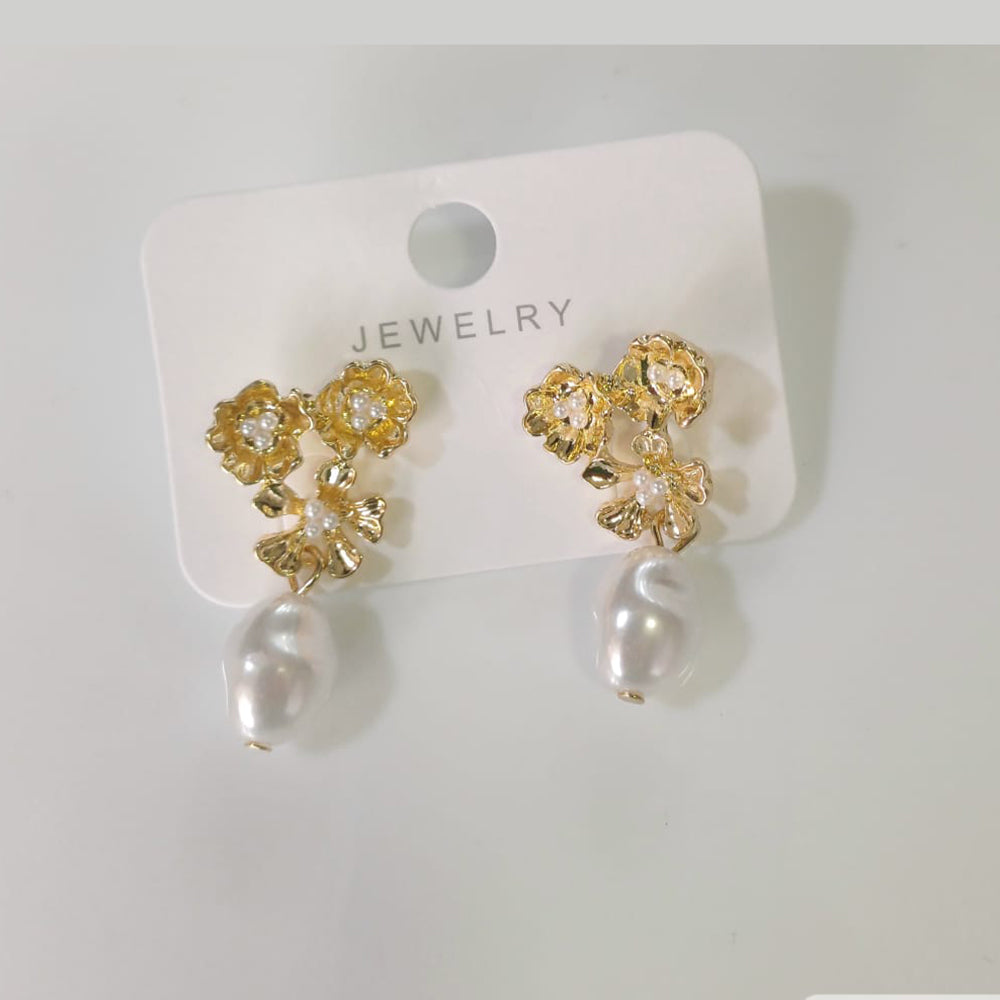 Tarohi Jewels Gold Plated Pearl Dangler Earrings