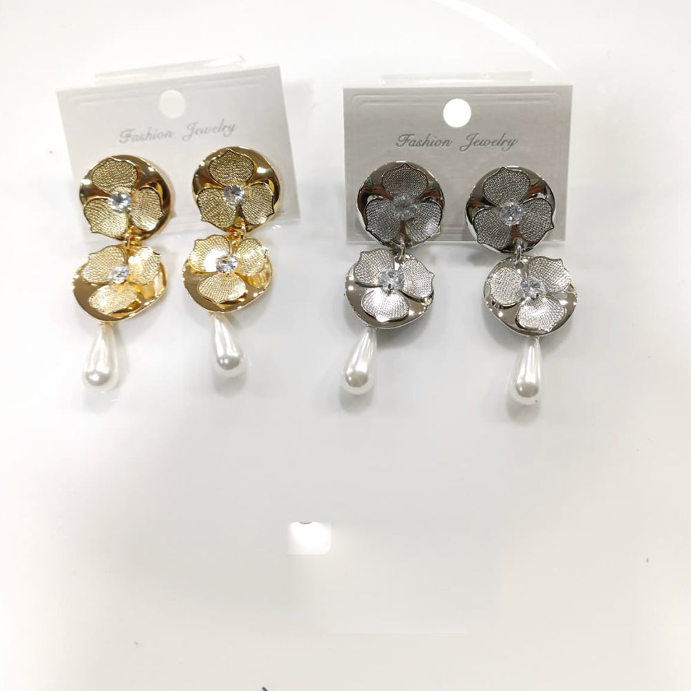 Tarohi Jewels Nature-Inspired Dual Leaf Designer Dangler Earrings
