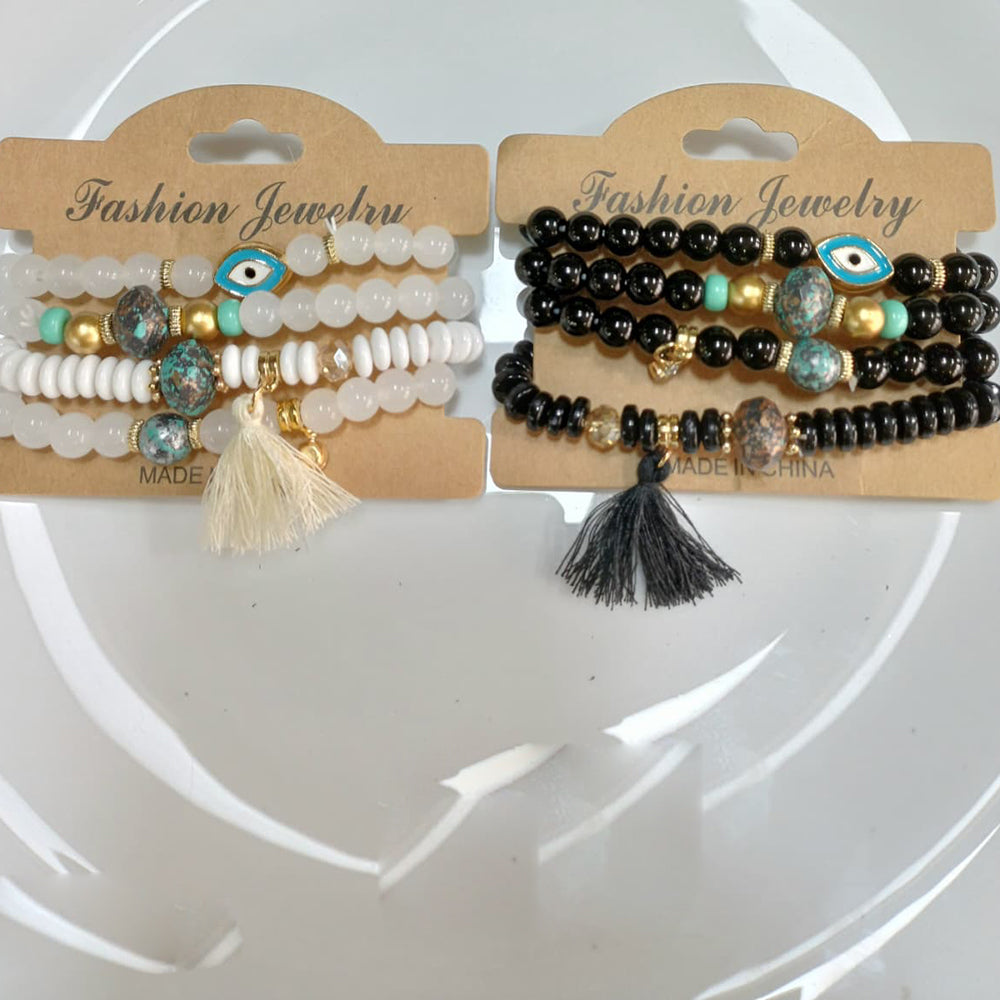 Tarohi Jewels Ethnic Beads Meenakari Evil Eye Charm Bracelet