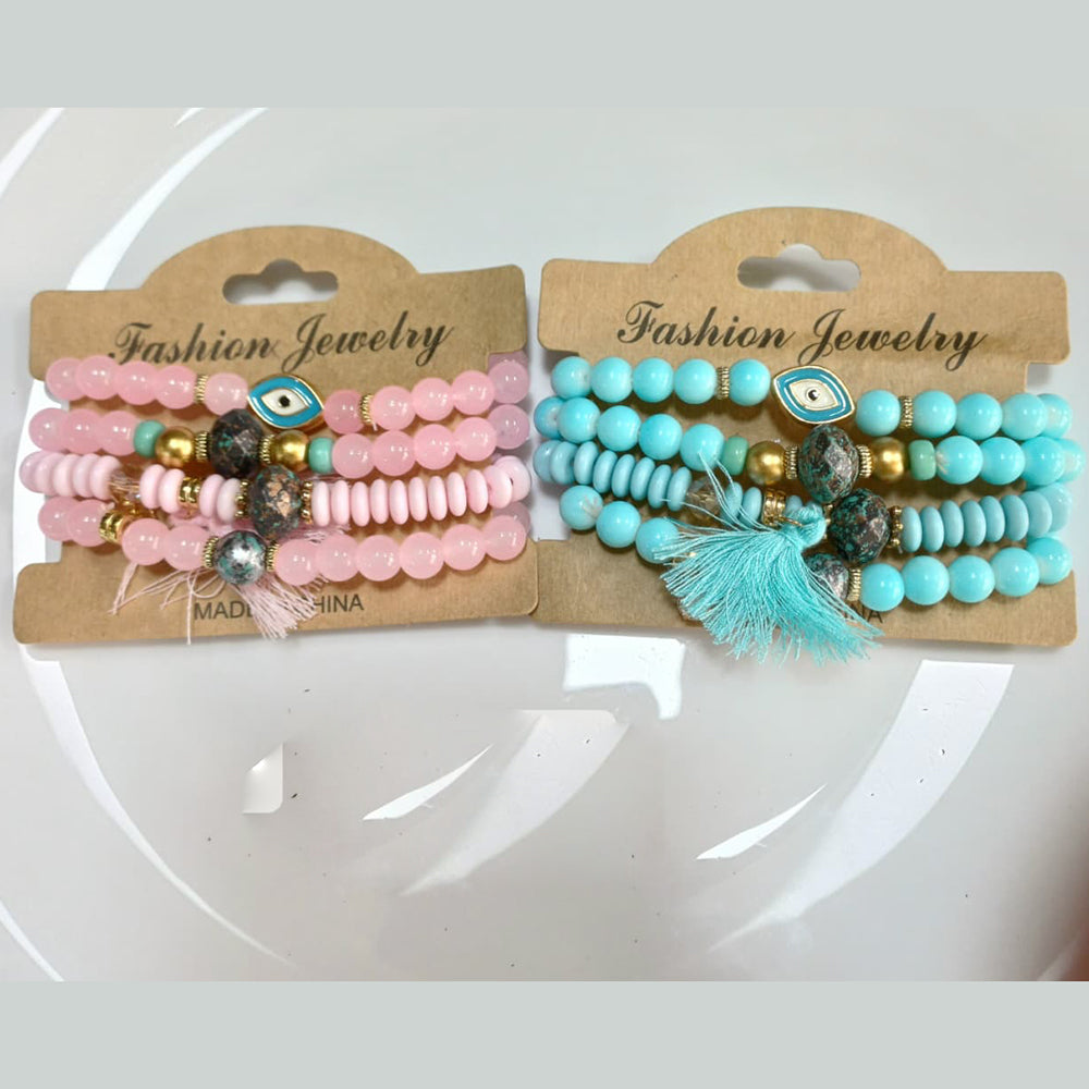 Tarohi Jewels Ethnic Beads Meenakari Evil Eye Charm Bracelet