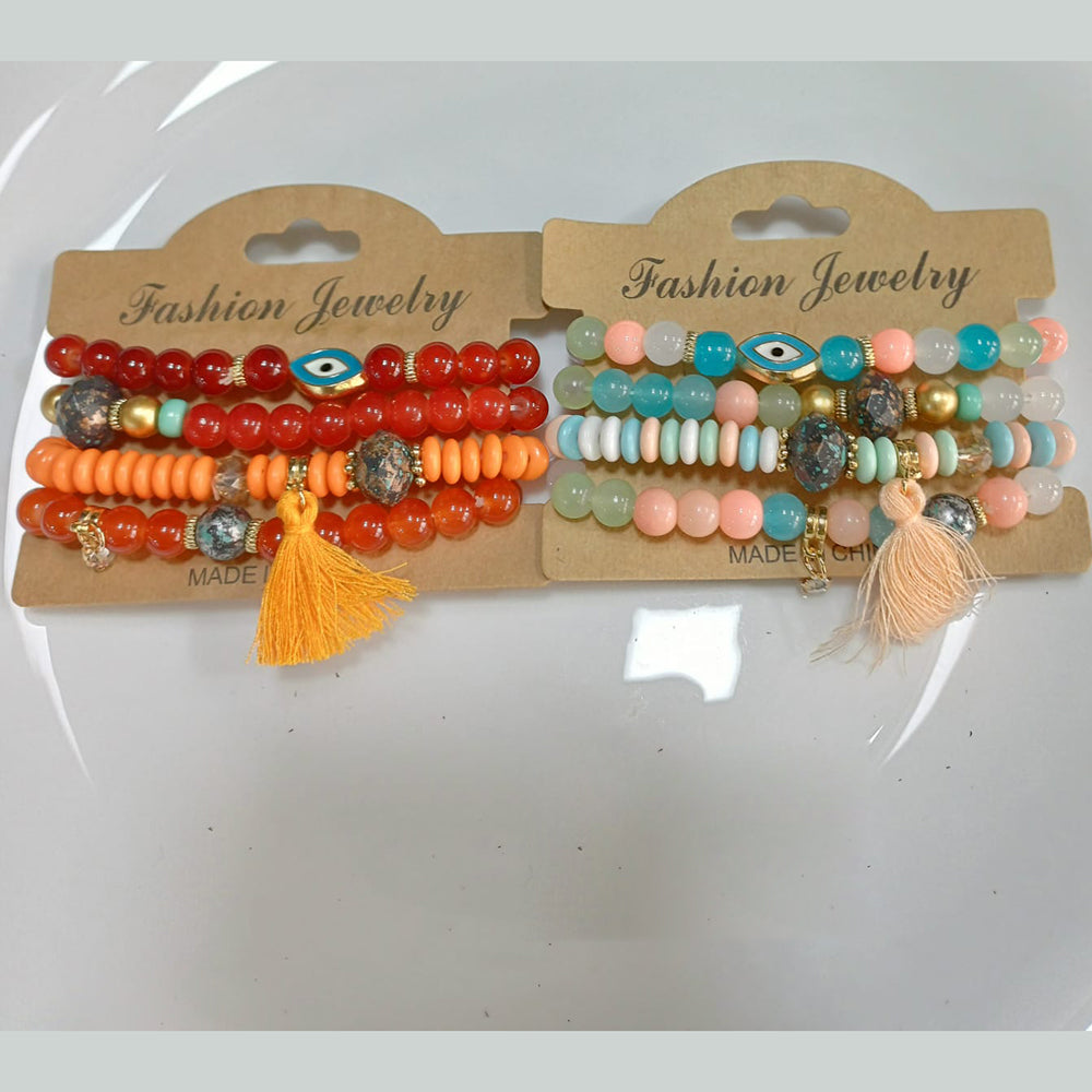 Tarohi Jewels Ethnic Beads Meenakari Evil Eye Charm Bracelet
