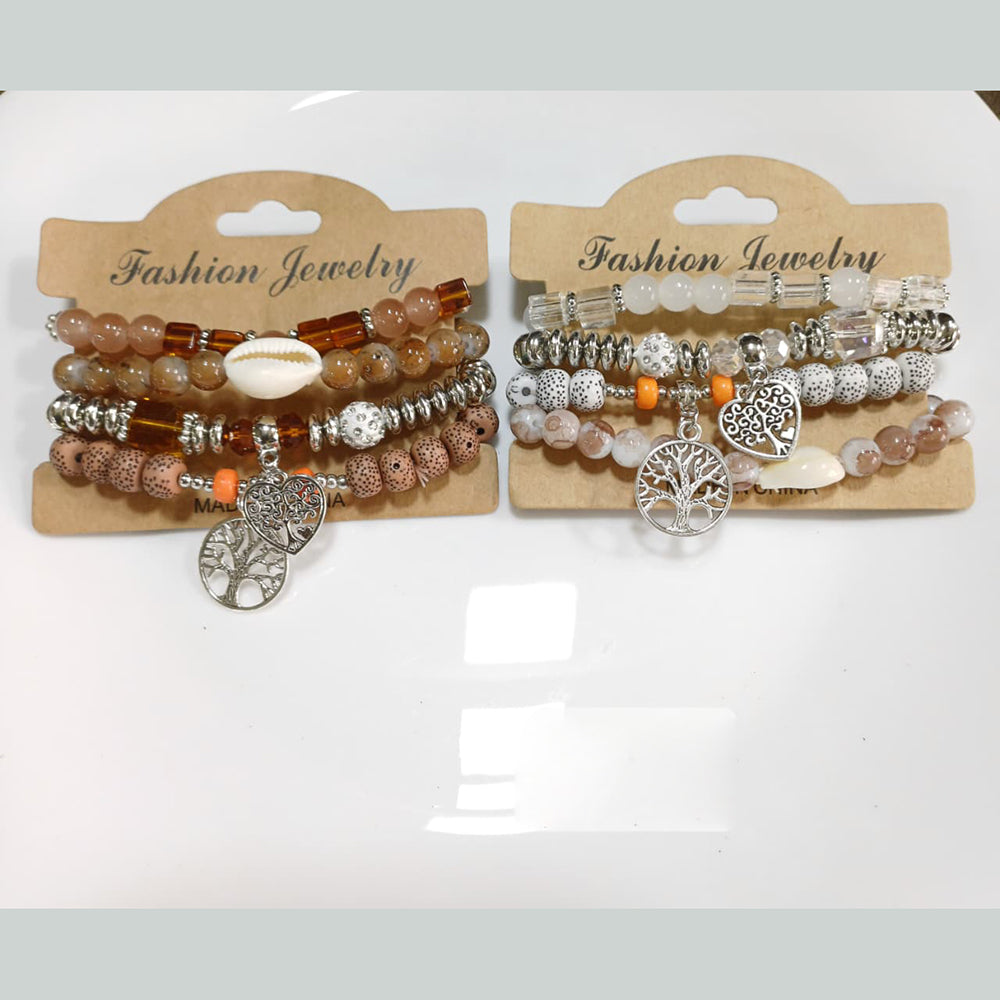 Tarohi Jewels Beach-Inspired Shell And Charm Beads Bracelet