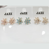 Tarohi Jewels Enamel Flower Pastel Petal Design Stud Earrings