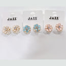 Tarohi Jewels Enamel Flower Pastel Petal Design Stud Earrings
