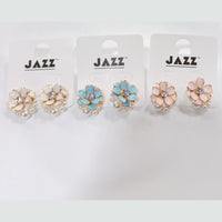 Tarohi Jewels Enamel Flower Pastel Petal Design Stud Earrings