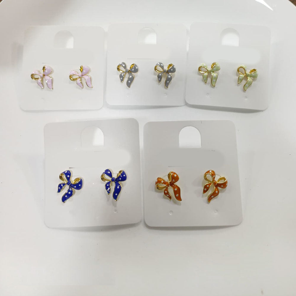 Tarohi Jewels Meenakari Bow Design Stud Earrings