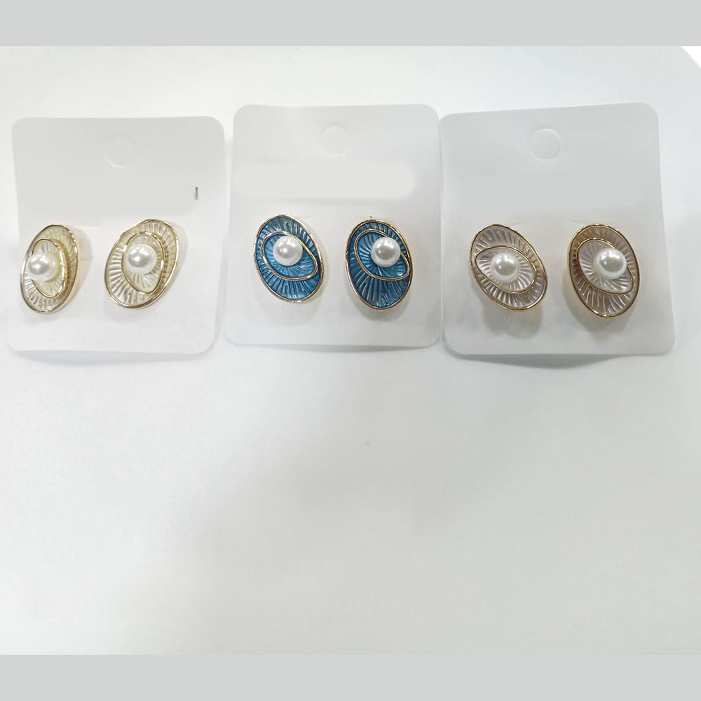 Tarohi Jewels Meenakari Pearl Stud Earrings