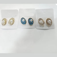 Tarohi Jewels Meenakari Pearl Stud Earrings