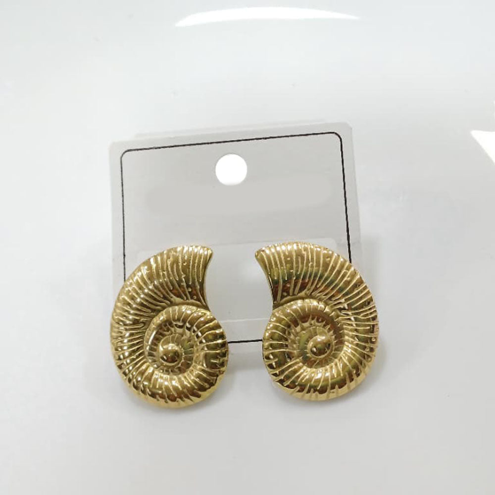 Tarohi Jewels Stylish Gold Plated Textured Shell Stud Earrings for Women