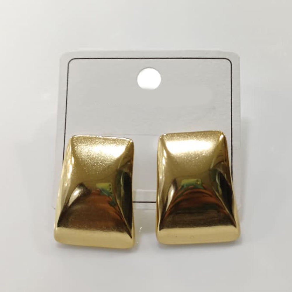 Tarohi Jewls Classic Gold Plated curved and puffed outward Stud Hoop Earrings
