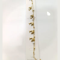 Tarohi Jewels Chic Gold Dolphin And Pearl Charm Adjustable Bracelet