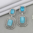 Mahavir Silver Plated AD Dangler Earrings