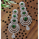 Mahavir Silver Plated AD Dangler Earrings