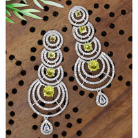 Mahavir Silver Plated AD Dangler Earrings