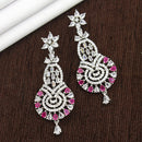 Mahavir Silver Plated AD Dangler Earrings