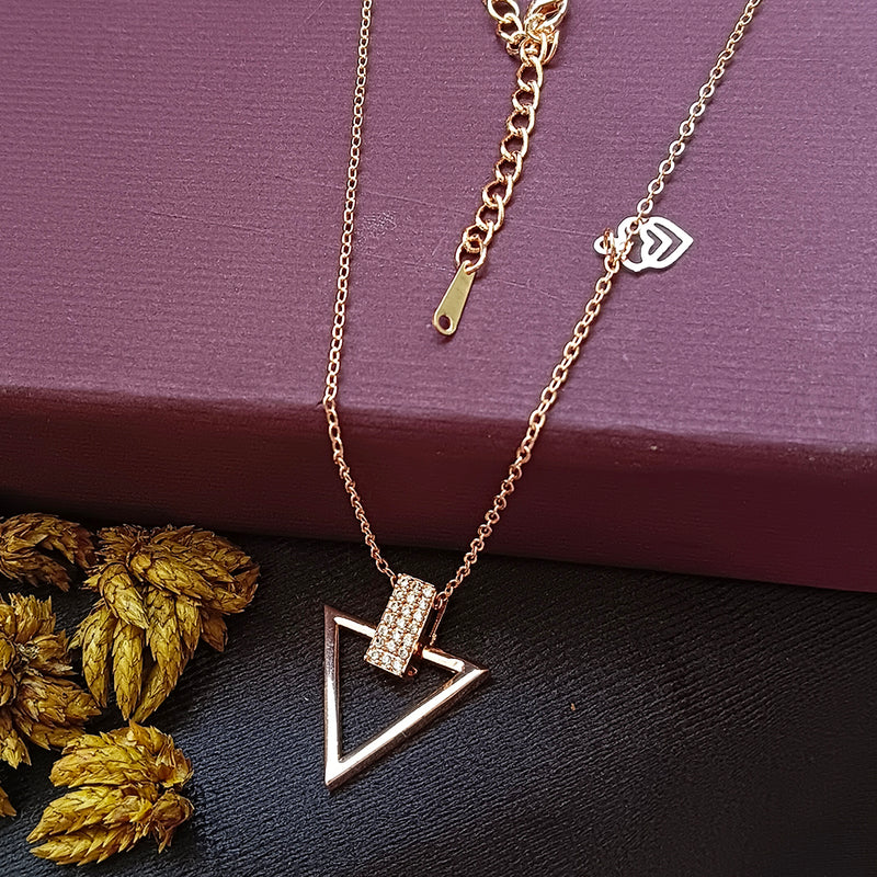 Ziorra Rose Gold Plated AD Triangle Chain Pendant