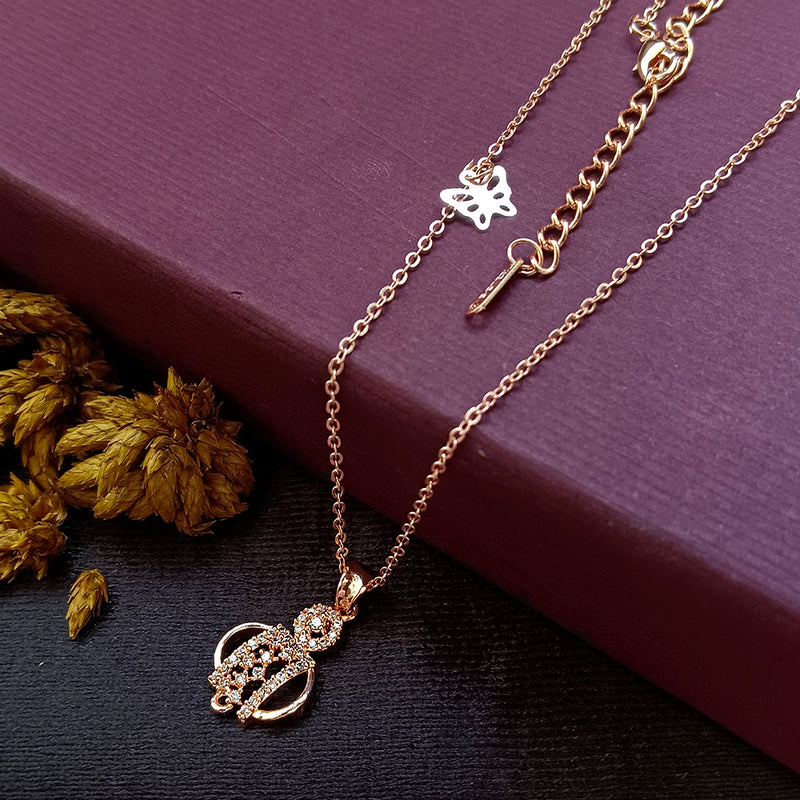 Ziorra Rose Gold Plated AD Chain Pendant